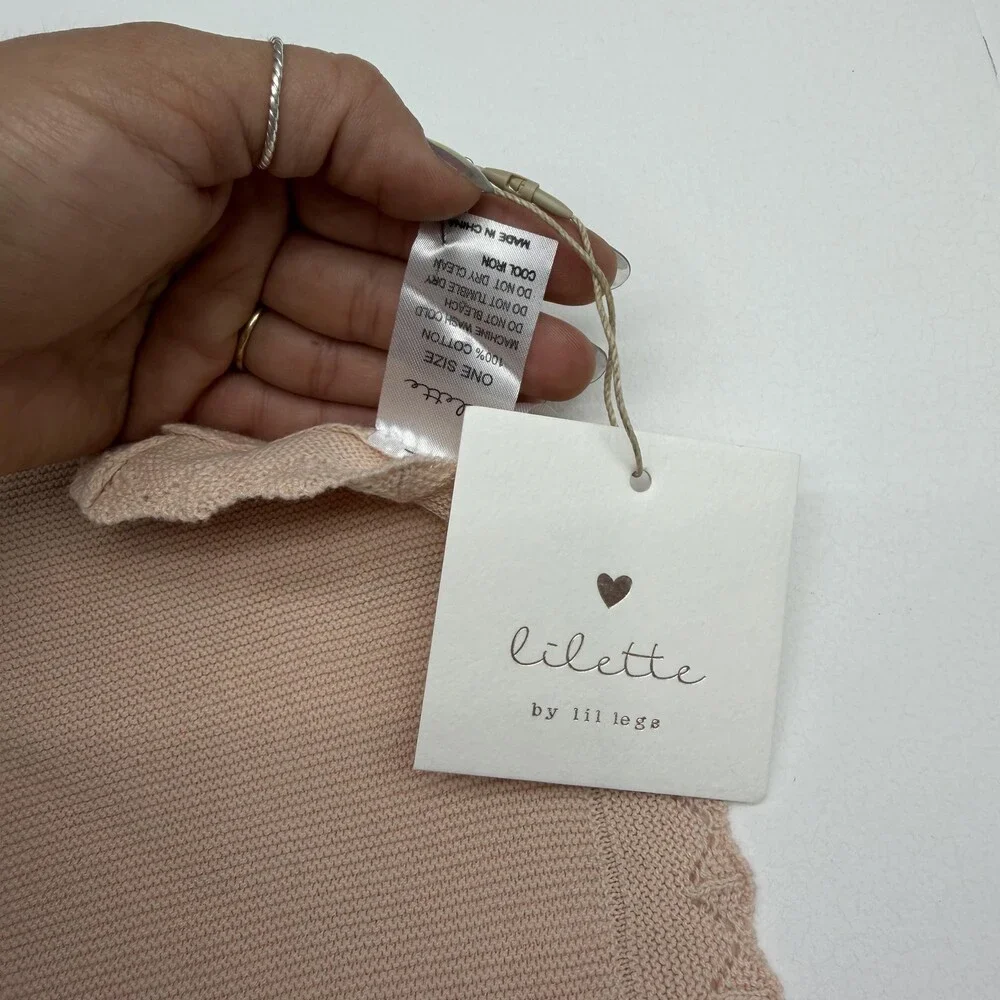 Lilette By Lil Legs Baby Receiving Blanket Pink Knit Ruffle Cotton Baby Girl